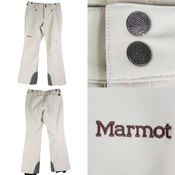 Marmot Snow Pants Womens Size Medium M Cream Insulated Zip Pockets Ski - Picture 1 of 14